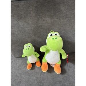 Yoshi Plush Super Mario Brothers Toy Stuffed Animal Doll BNWT 10" Green & 7" EUC